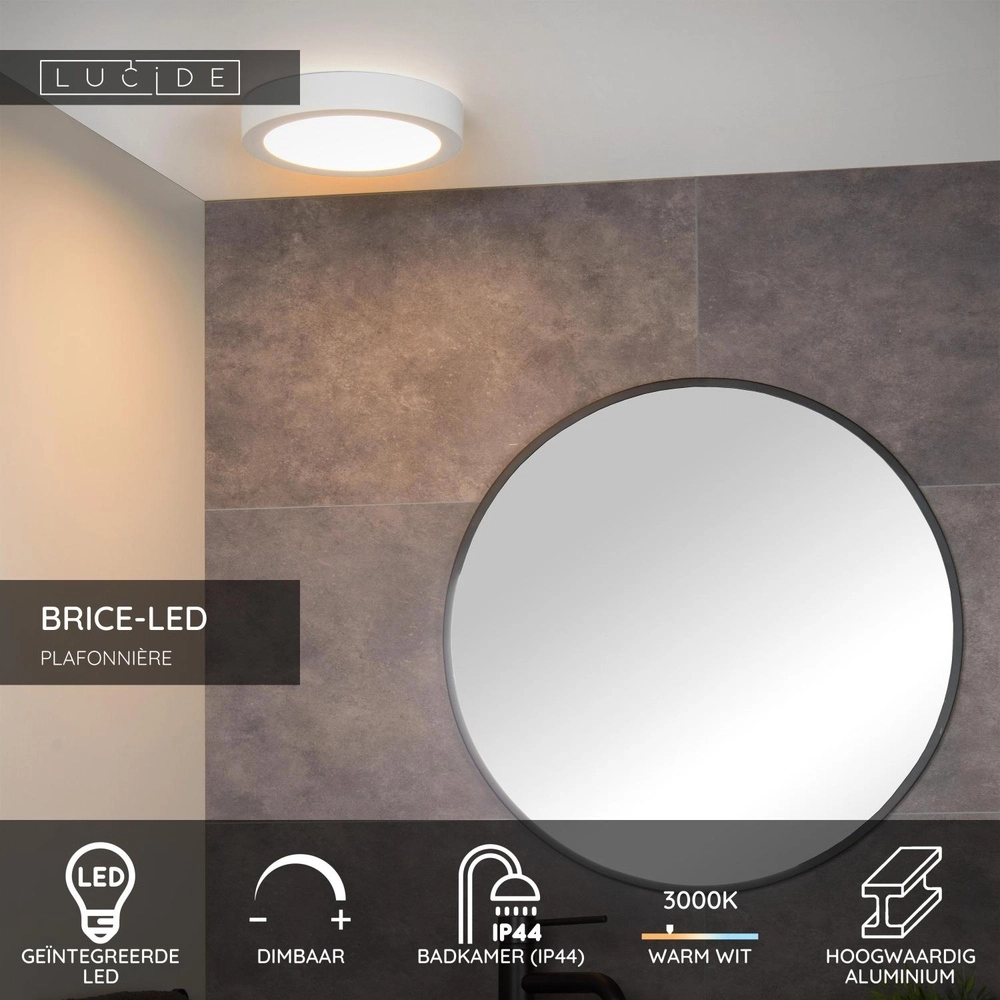 Deckenlicht Brice-Led Ø 24cm - IP44 weiß Lucide 5411212281302