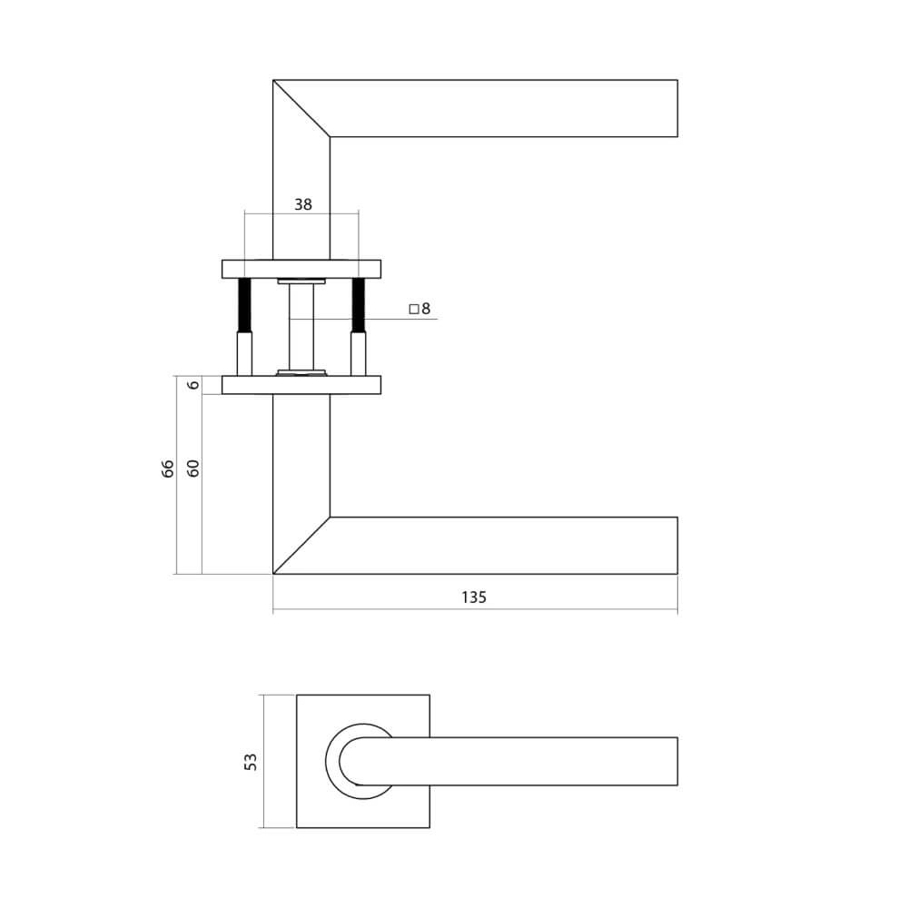 Türklinke Q 04 auf quadratischer Rosette Edelstahl Intersteel 8714186695340