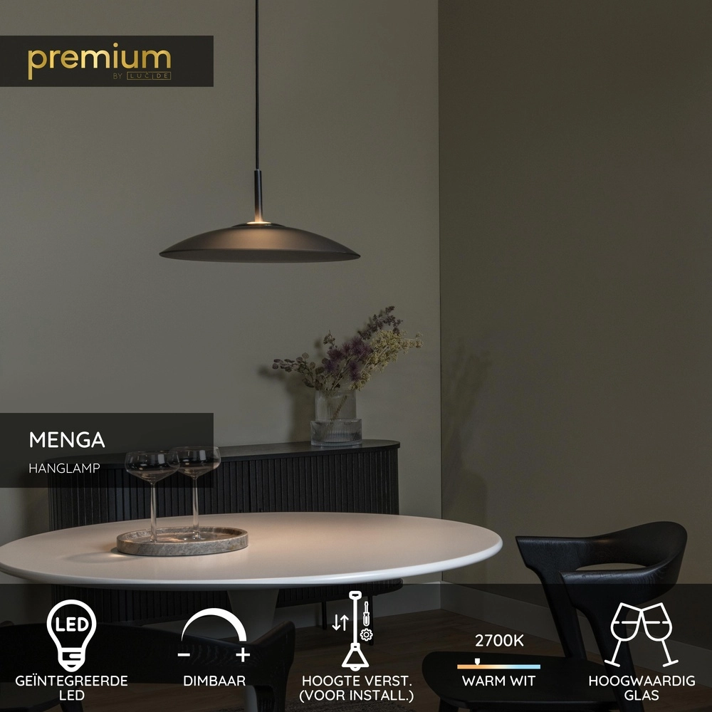 Elegante Pendellampe Menga Ø 40cm Rauchglas Premium by Lucide 5411212251206