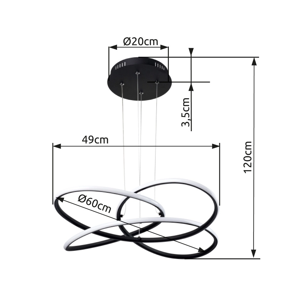 Design-Pendellampe Panda schwarz Ø 60cm Globo 9007371409426