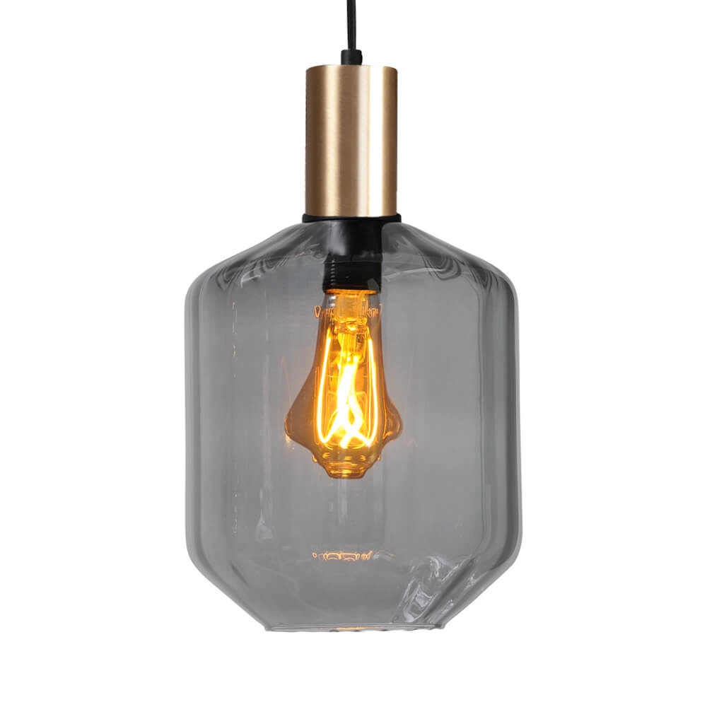 Hängelampe Gold Porto mit Jagger-Rauchglas - Ø 19cm