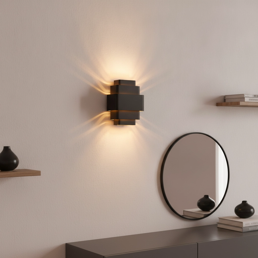 Design-Wandleuchte Layers Schwarz mit goldener Innenseite