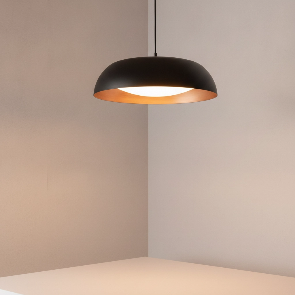 Design-Pendelleuchte Landon schwarz mit kupfer