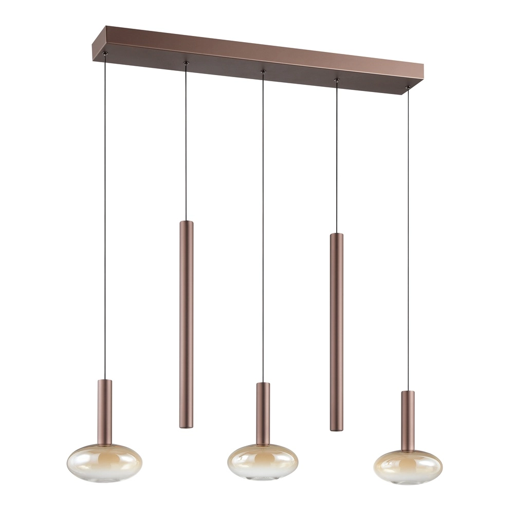 Pendellampe Veridian Kaffeebraun mit bernsteinfarbenem Glas Brilliant 4004353477942