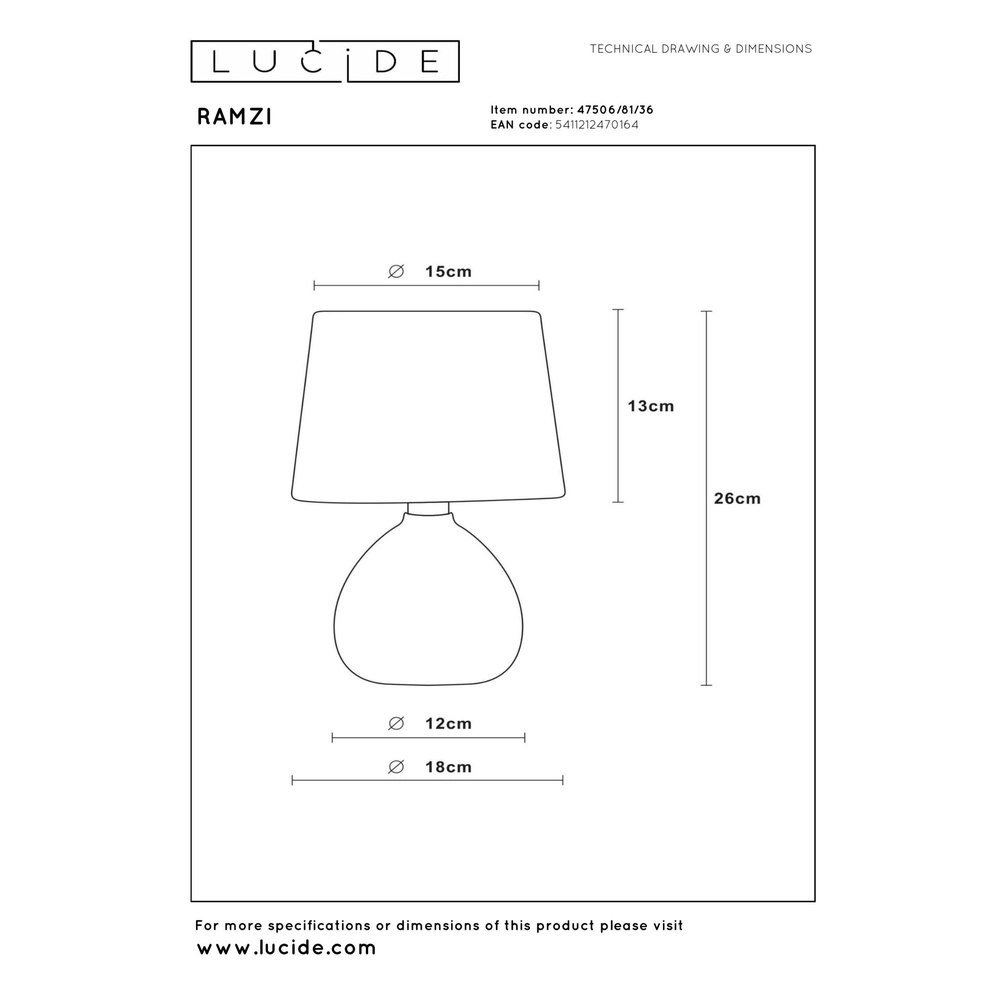 Tischlampe Ramzi Grau Lucide 5411212470164