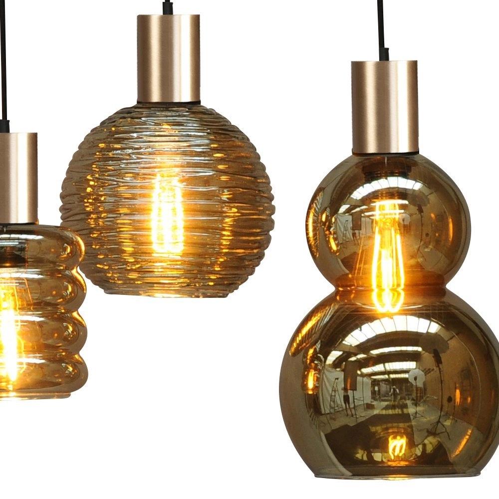 Schwarze Hängelampe mit Gold Bounty Curio-Glas mit 8 Lichtern Masterlight 8718121256009