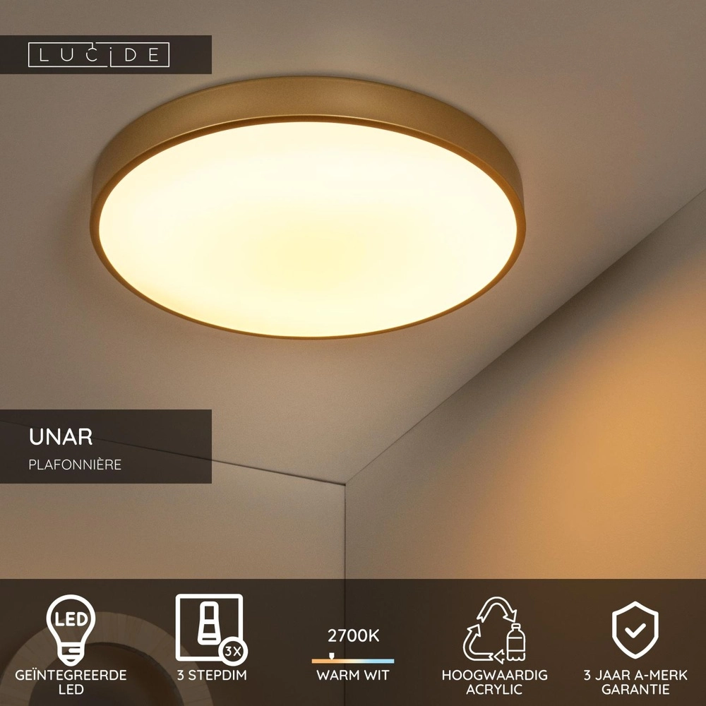 Deckenlicht Unar Ø 49,5 cm - 2700K - Gold Lucide 5411212791900