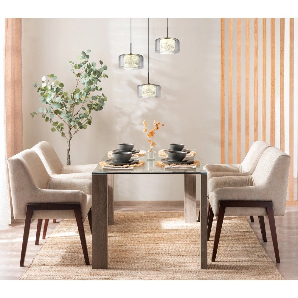 Design-Pendellampe Fogsy 3-Licht Schwarz mit Rauchglas Globo 9007371447381