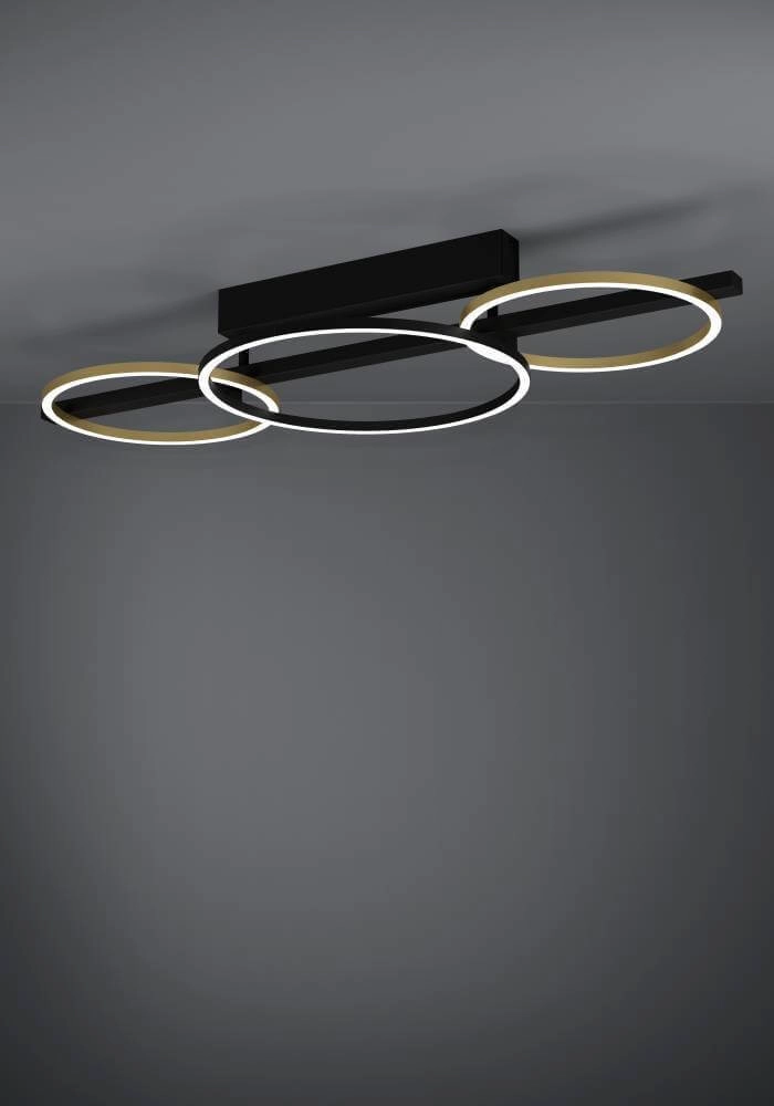 Deckenleuchte mit Ringen Lanacera schwarz mit gold Stars of Light 9008606221400