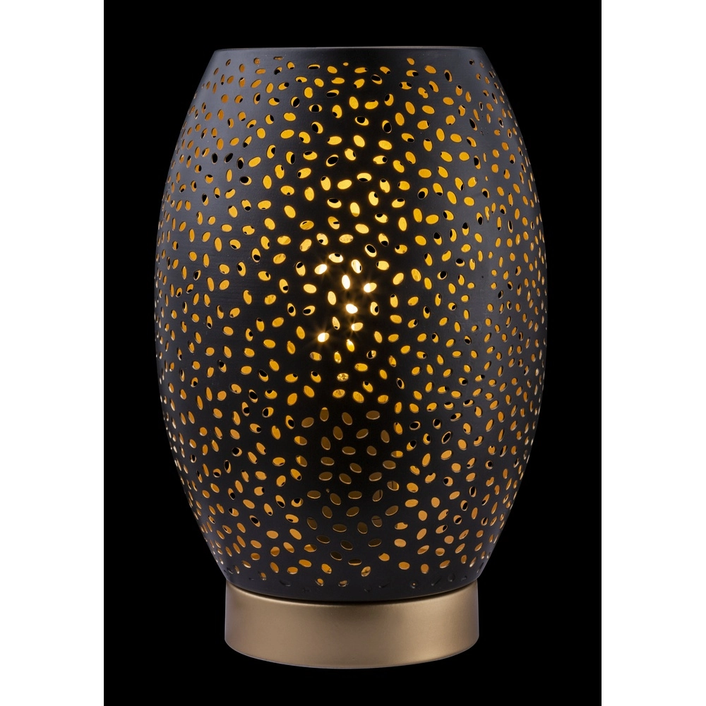 Tischlampe Narri Schwarz mit Gold – kleine Löcher Globo 9007371372553