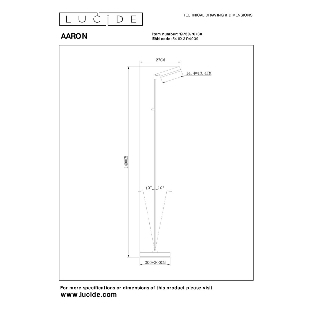 LED-Leselampe Aaron Design Schwarz Lucide 5411212194039