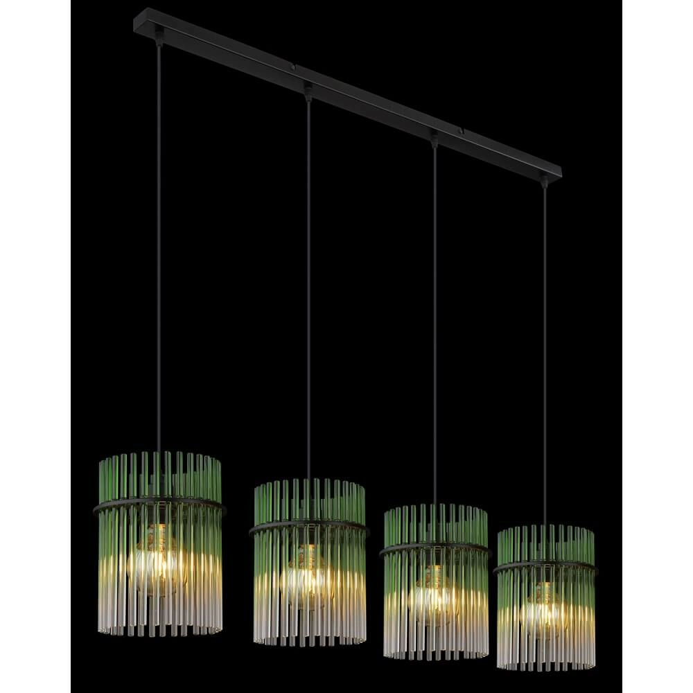 Schwarze Pendelleuchte Gorley mit grünem Glas 4-flammig Globo 9007371465989