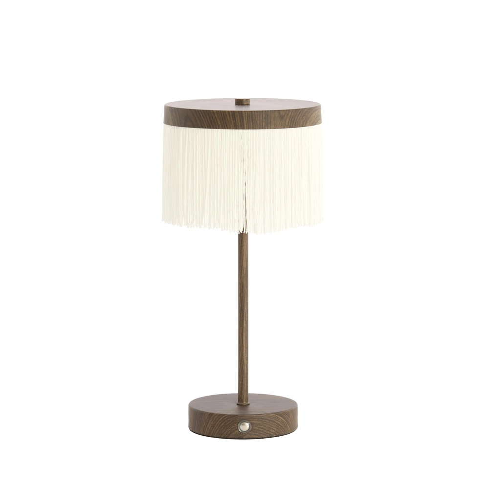 Wiederaufladbare Tischlampe Diny Walnuss-Look mit Weiß Light & Living 8717807816377