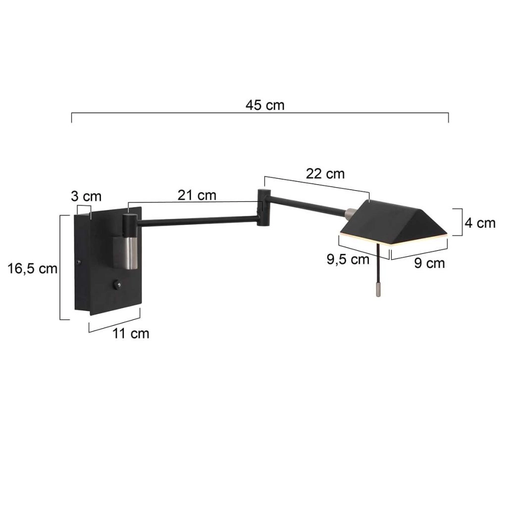 Wandleselampe Retina Schwarz Steinhauer 8712746165104