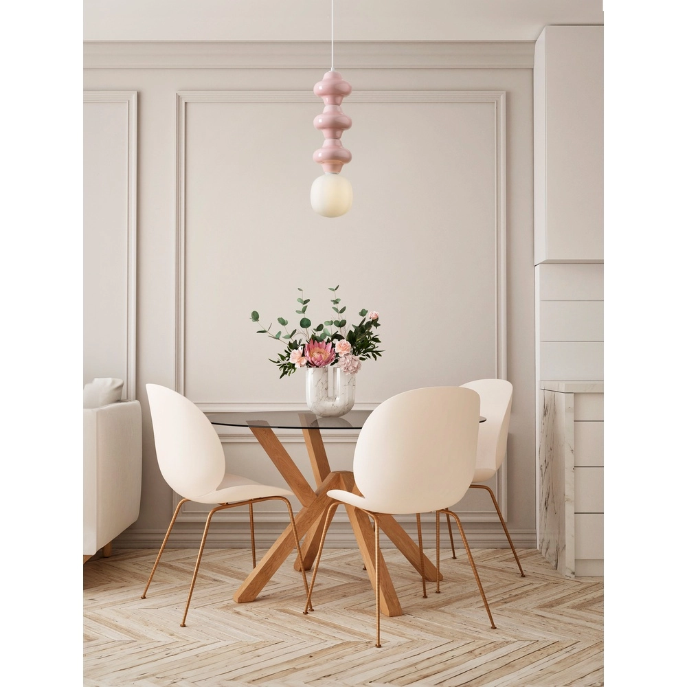 Pendelleuchte Clio L rosa Keramik mit weißem Glas Lyora 5212017461339