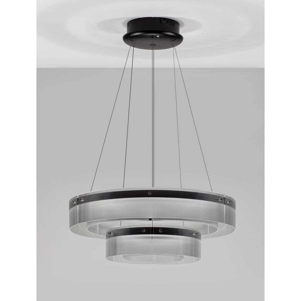 Design-Pendelleuchte Pauline Doppelzimmer schwarz mit Glas Ø 70cm Lyora 5212017445360