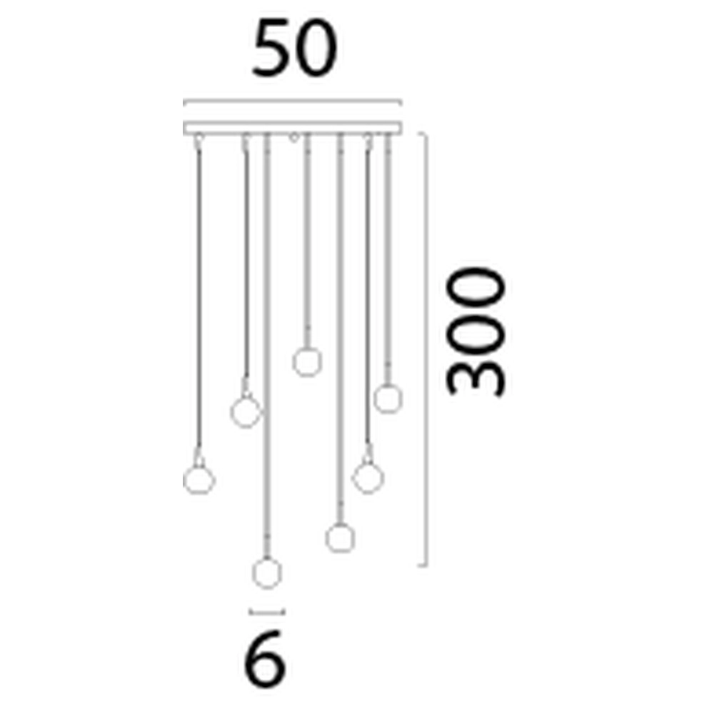 7-Licht Pendellampe Talana schwarz mit Nickel Ø 50cm DTW Masterlight 8718121352305