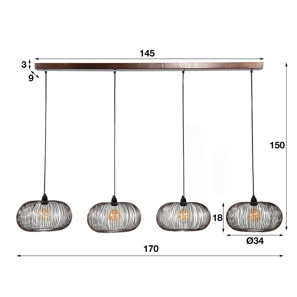 4-Licht Pendellampe Copper Ø 35cm Lyora 8716803513266