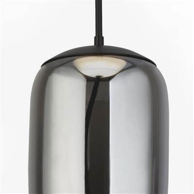 Hängelampe Glas Lisbon Schwarz mit rauchfarbenem Zylinderglas Searchlight 5053423190341