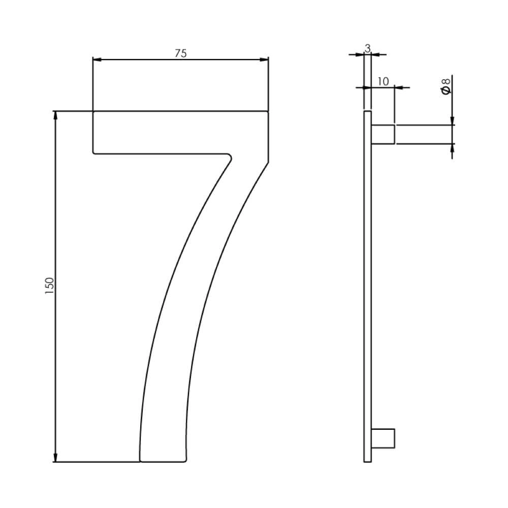 Hausnummer 7 Numbra 15cm Edelstahl Intersteel 8714186058350