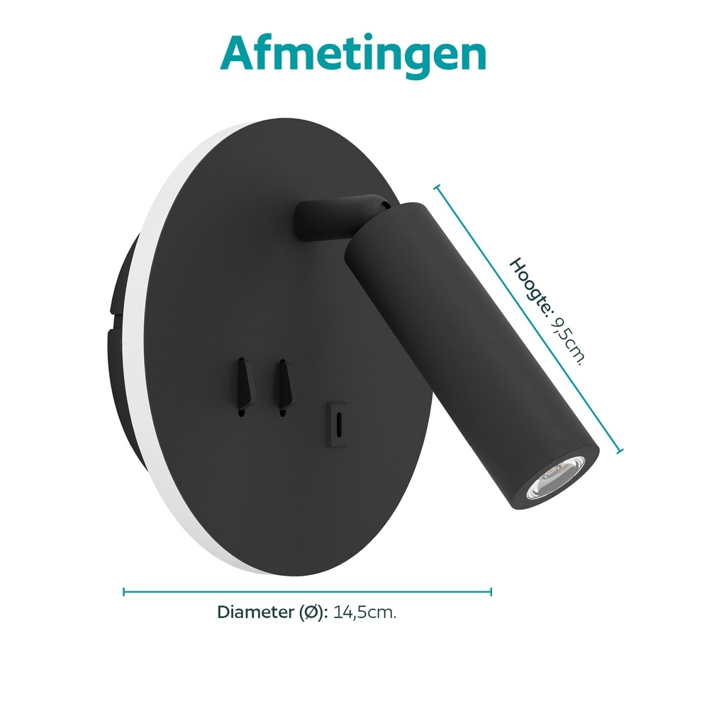 Nachttischlampe Fanzarotta 1 Schwarze Runde Eglo 9008606356829