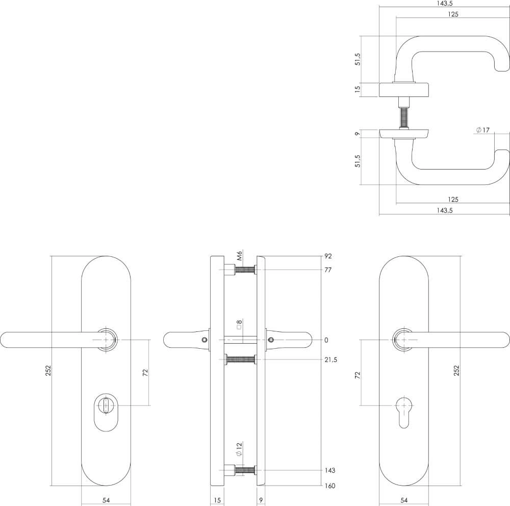 Sicherheitsbeschläge Aurano Kernzugschutz PC 72mm chrom Intersteel 8714186428207