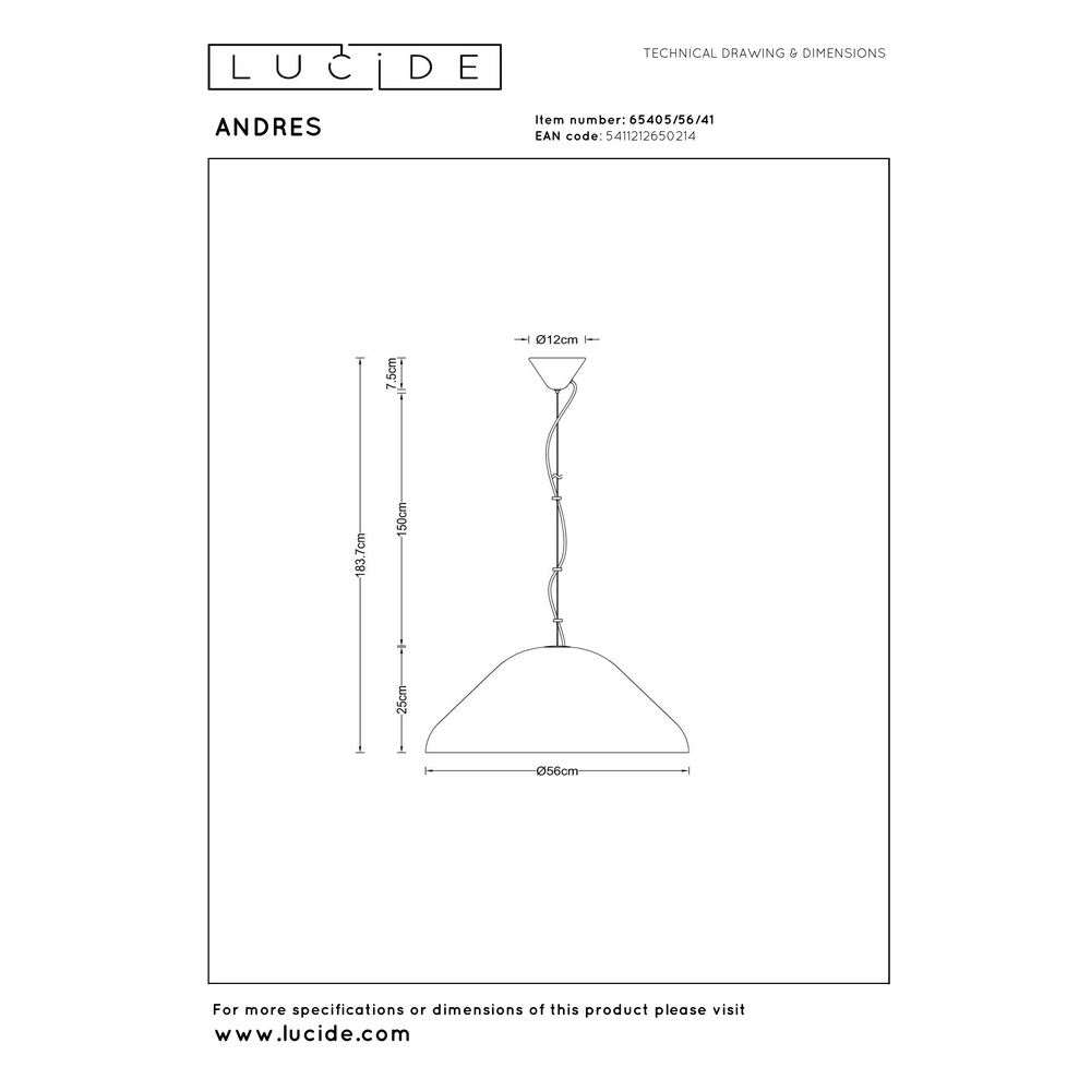 Pendellampe Andres taupe Ø 56 cm Lucide Vibes 5411212650214