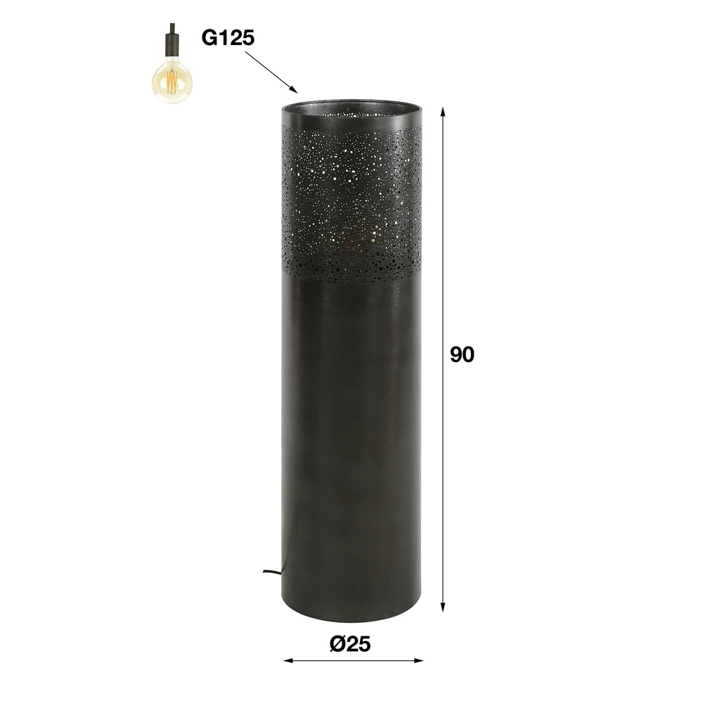 Orientalische Stehlampe Cylinder 90 cm – schwarzer Nickel Lyora 8716803511293