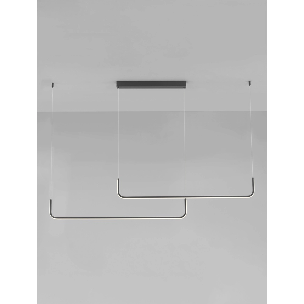 Schlanke Pendelleuchte Strita schwarz doppelt 3000K Lyora 5212017448392