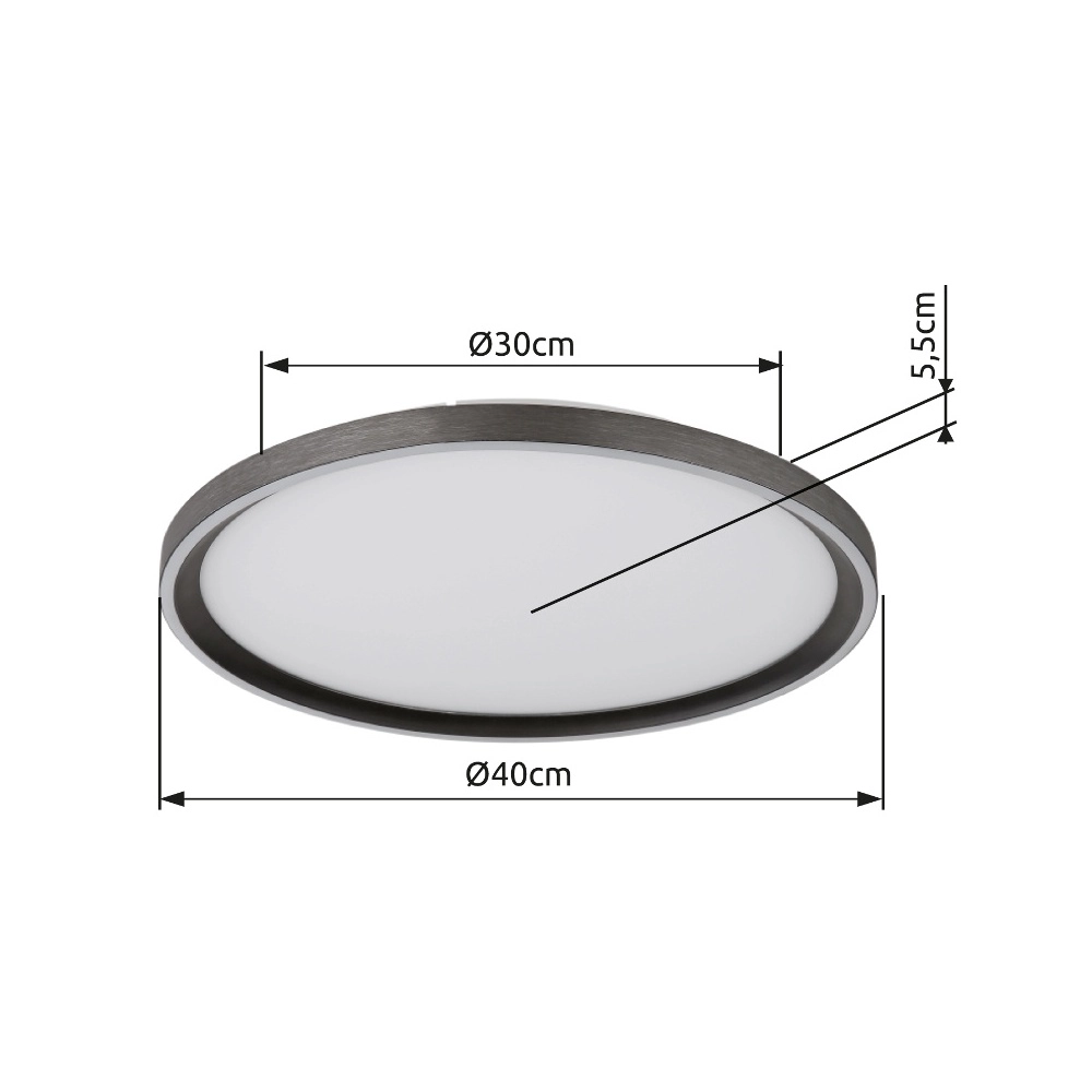 Schlanke Deckenlampe Dublin Ø 40cm grau Globo 9007371447084