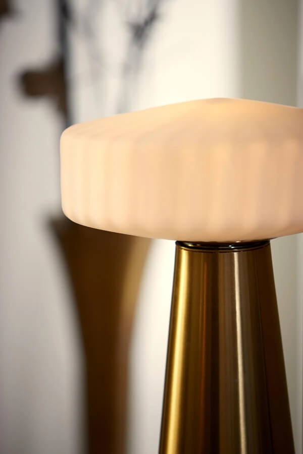 Tischlampe Pleat gold mit weiß Ø 30cm