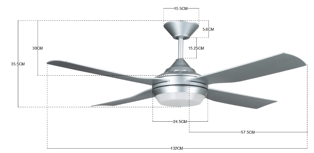 Grauer Deckenventilator Moonah Ø 132cm Beacon 9333509117131