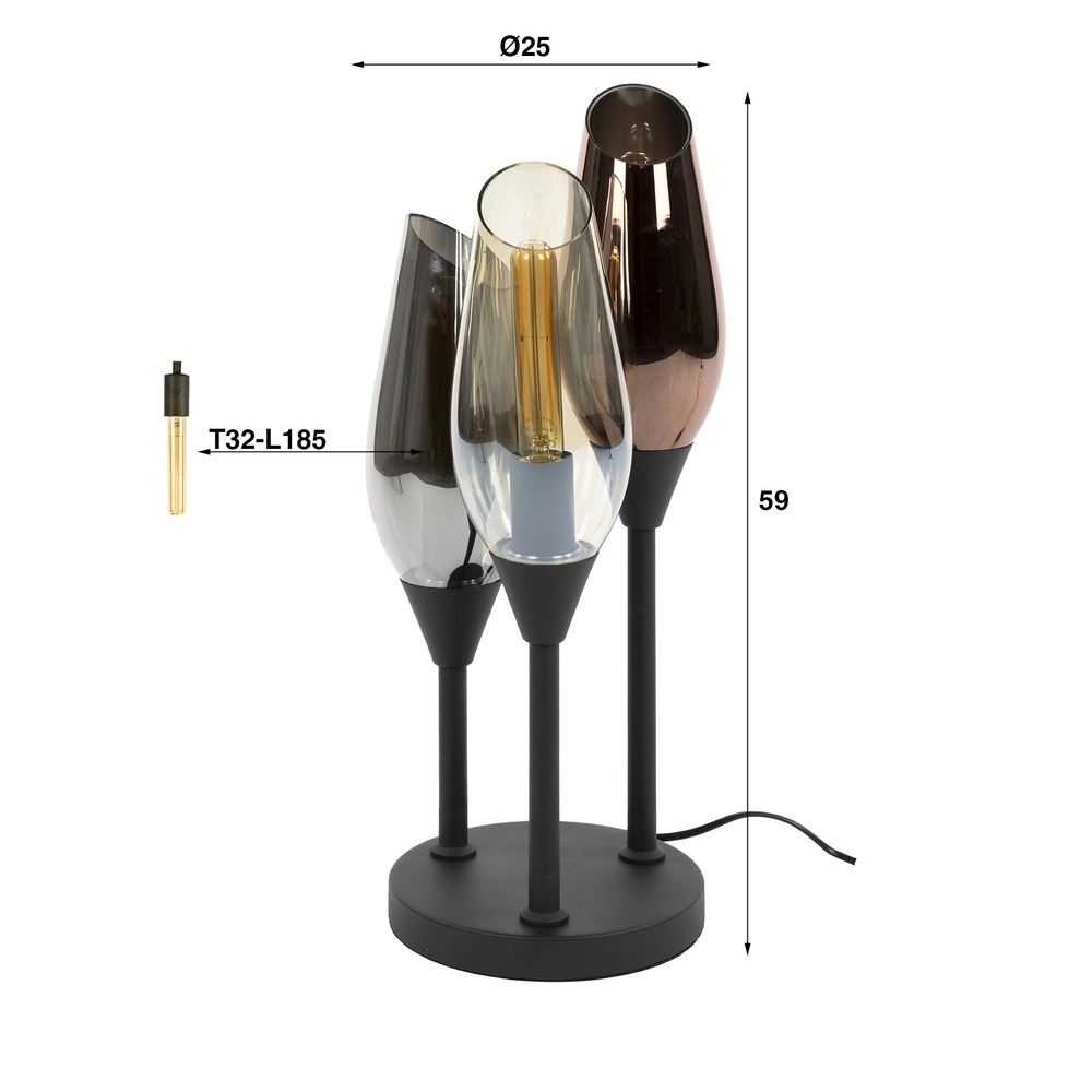 Glastischlampe Cocoon 3x E27 - 59 cm Lyora 8716803511859