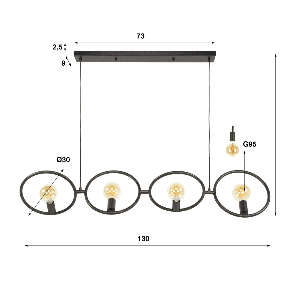 Design-Pendellampe Loop schwarz - 4x E27 Lyora 8716803511057