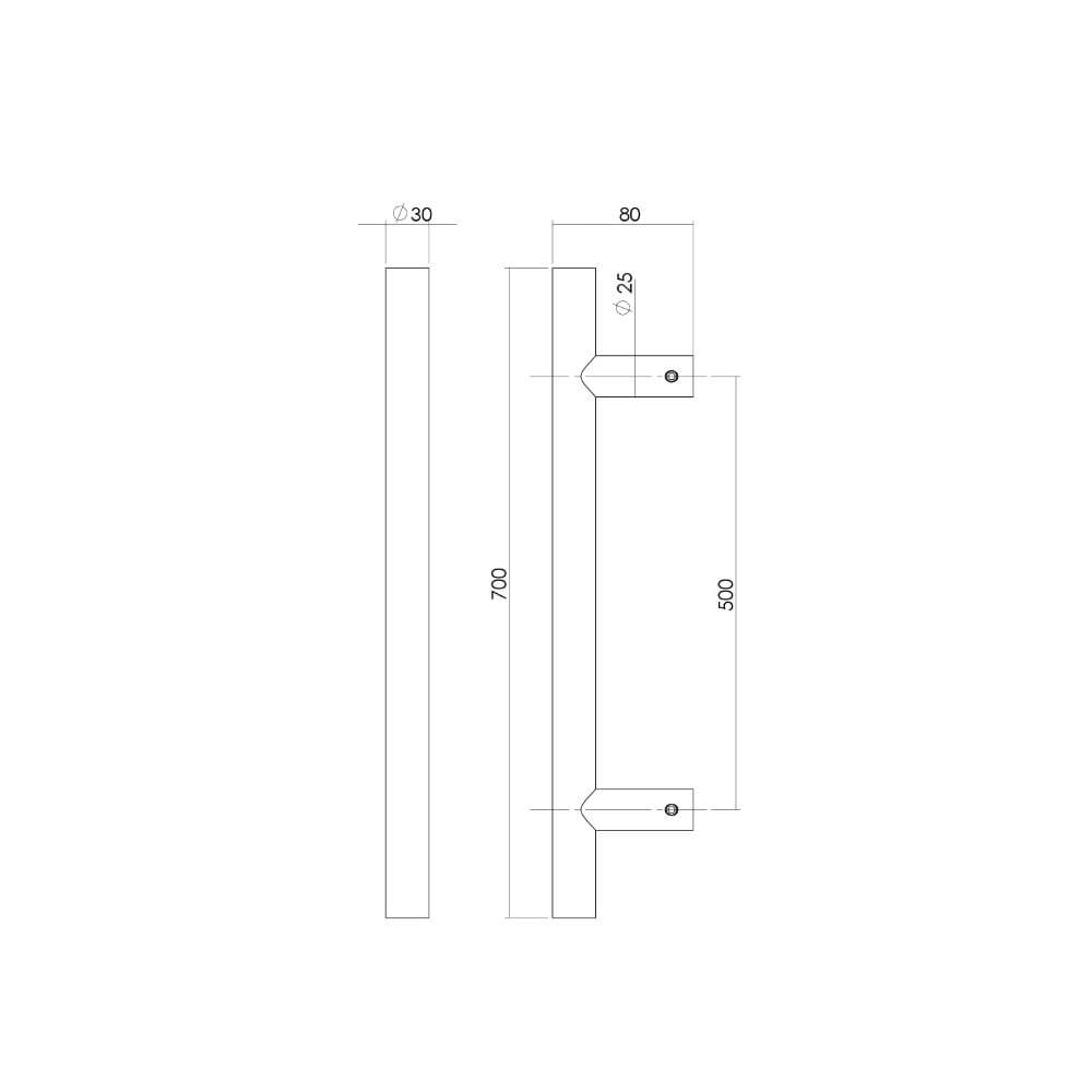 Türgriff T-Form Gripon 70x8cm Edelstahl Intersteel 8714186465004