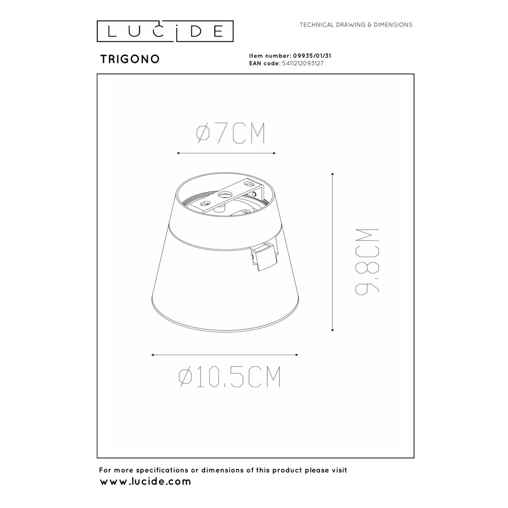 Deckenscheinwerfer Trigono Nur weiß Lucide 5411212093127