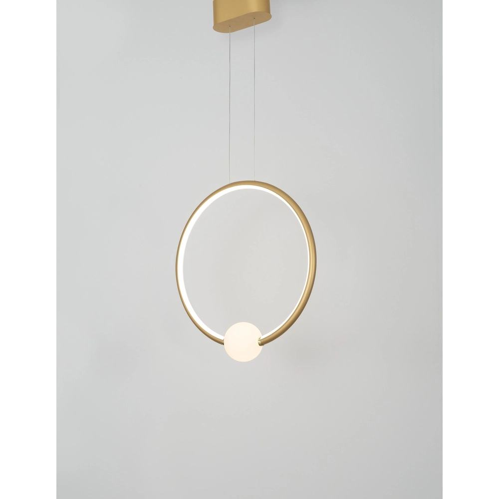 Pendelleuchte Celia Gold mit weißer Runde