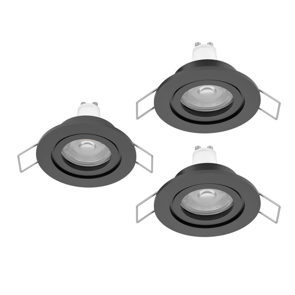 Set mit 3 Einbaustrahlern Barranco schwarz Ø 8,4cm IP44 - 4000K