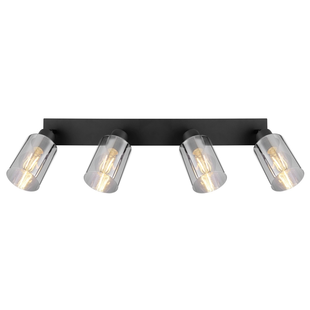 Deckenlampe Hadera 4-Licht Schwarz mit Rauchglas Globo 9007371431229