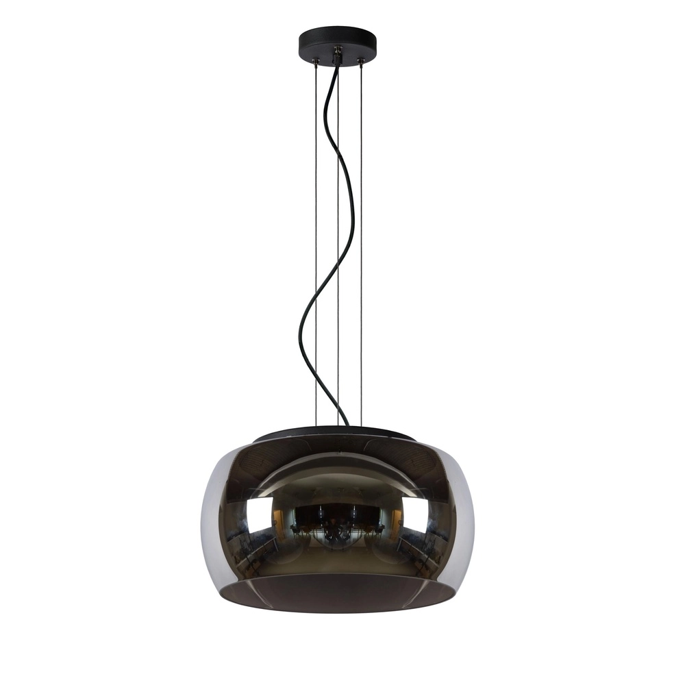 Design-Pendellampe Olivia Ø 40 cm schwarz mit Rauchglas
