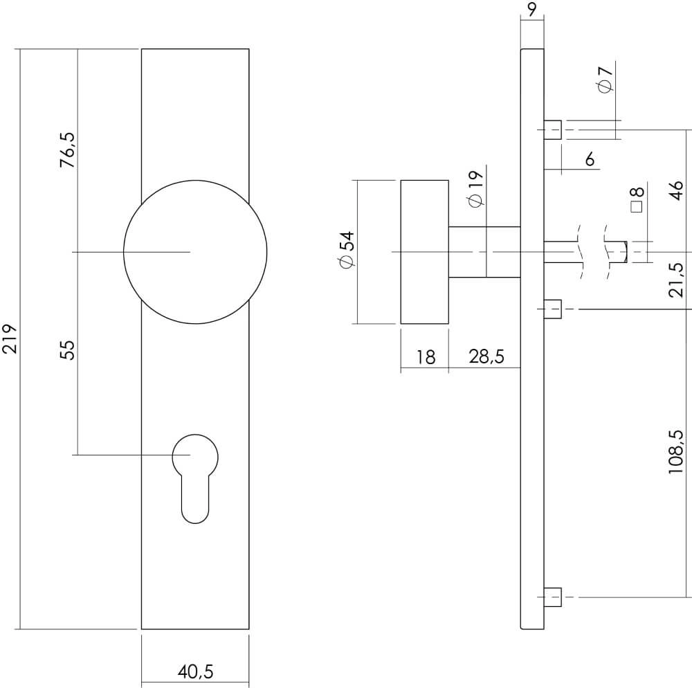 Türknauf gerade Kurano PC 55mm Edelstahl Intersteel 8714186346532