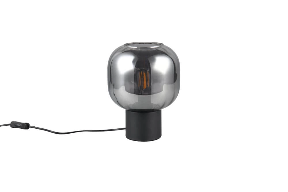 Trendige Tischlampe Diva schwarz mit Rauchglas Trio 4017807614596
