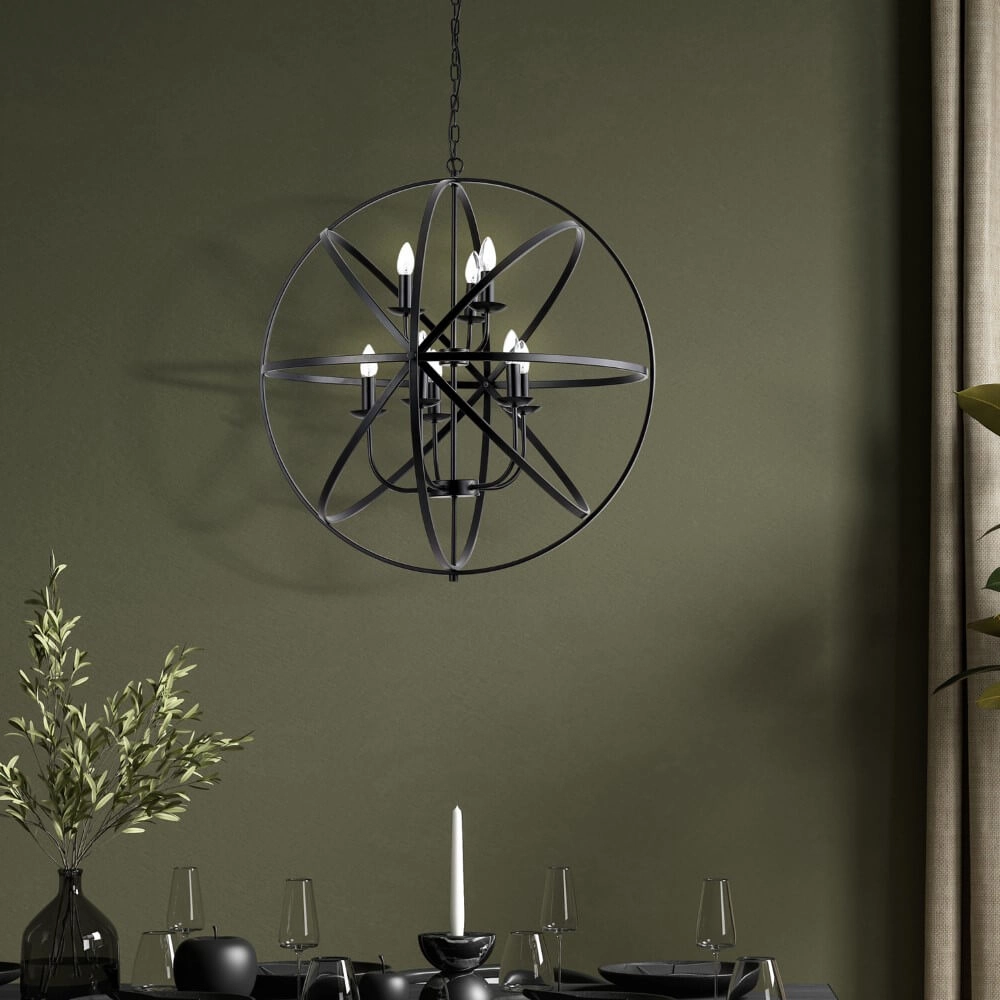 Antike Pendelleuchte Orbit 8-flammig schwarz Searchlight 5053423271927