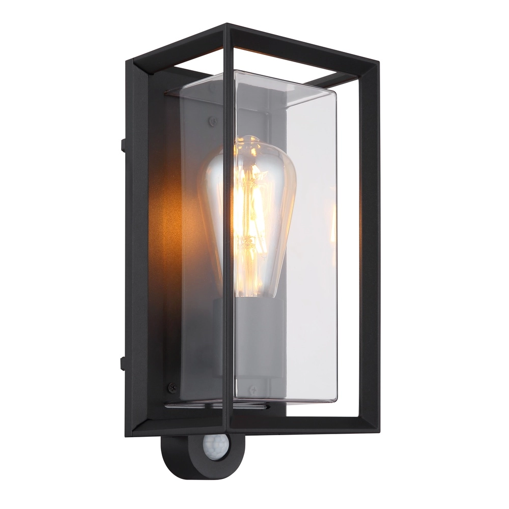 Außenwandlampe Logana Schwarz mit Sensor