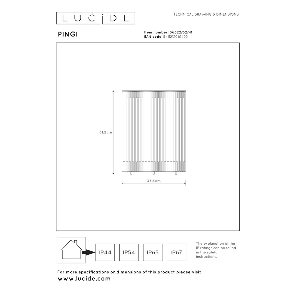 Wiederaufladbare Stehlampe Pingi Taupe 61,5 x Ø 33,5 cm Lucide 5411212061492