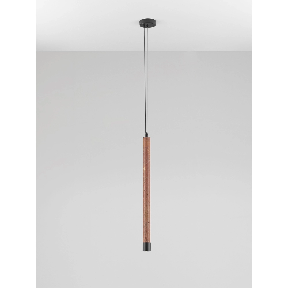 Moderne Pendellampe Muse Schwarz mit rotem Travertin Lyora 5212017495808