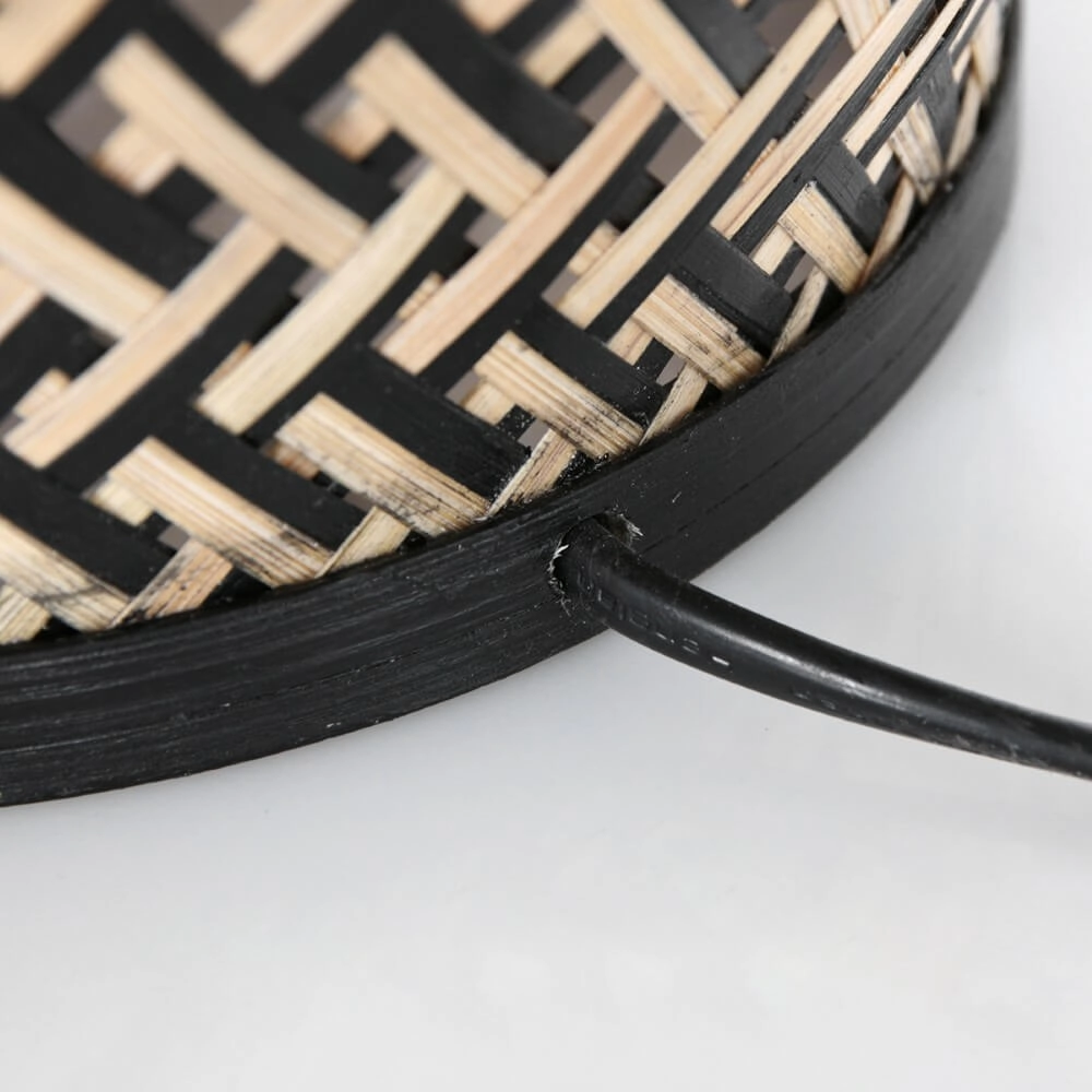 Schwarze Tischlampe aus Bambus Maze Ø 30cm Steinhauer 8712746147247