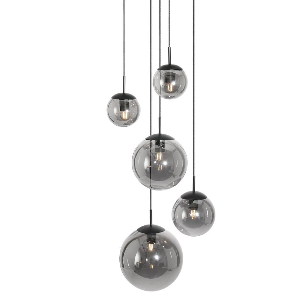 5-flammige Loft-Hängelampe Bolique schwarz mit Rauchglas Steinhauer 8712746133363
