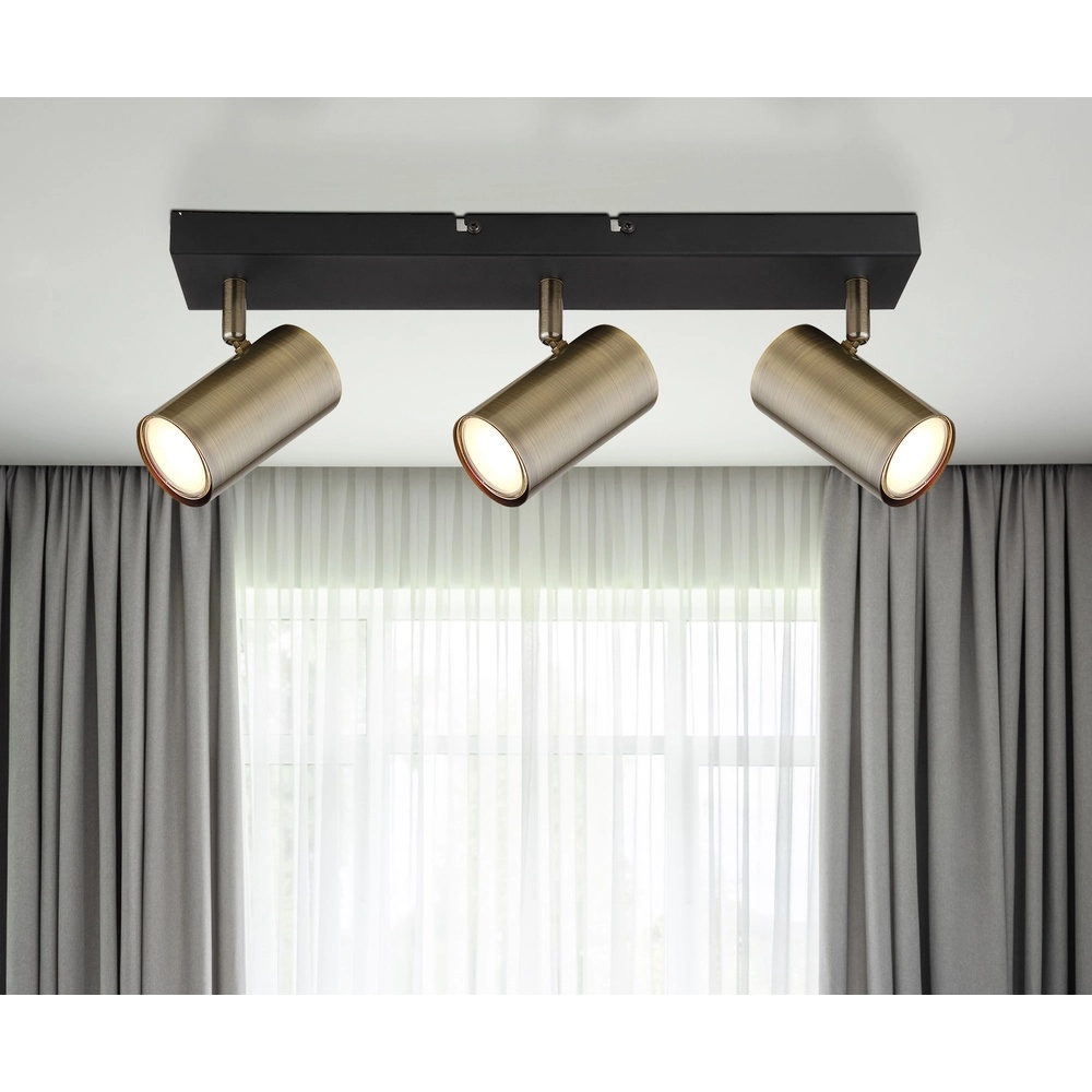 Deckenlampe 3-Leuchten Robby Schwarz mit Bronze Globo 9007371442980