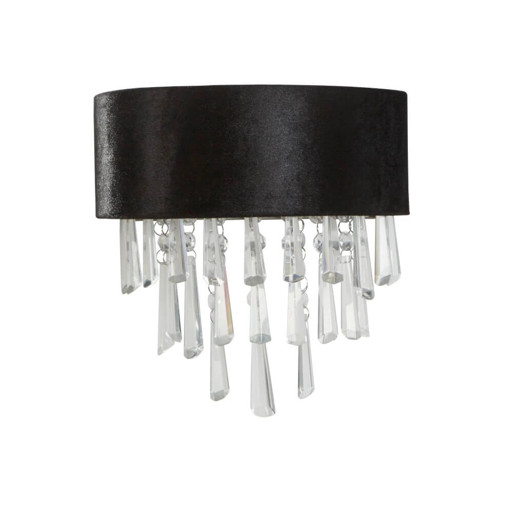 Wandlampe Glamour Schwarz mit Chrom